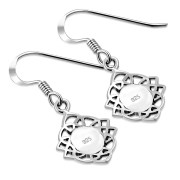 Turquoise Celtic Knot Silver Earrings - e397h